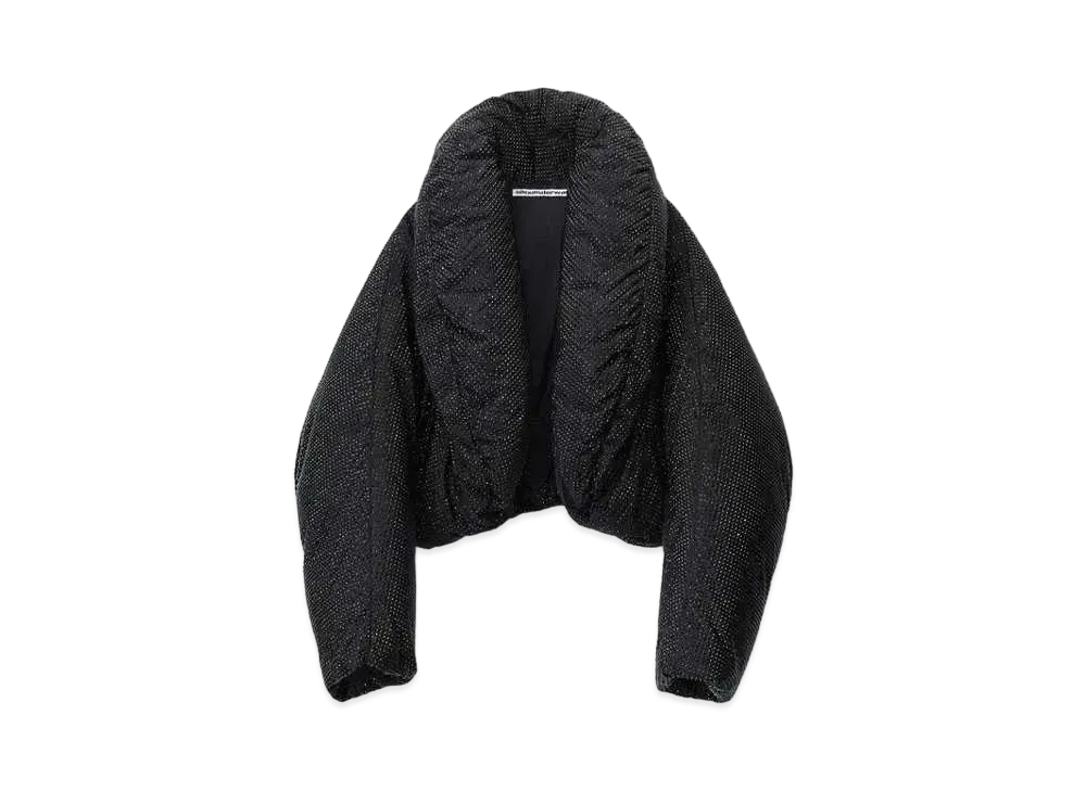 Alexander Wang Crystal Hotfix Cropped Puffer Jacket "Black"