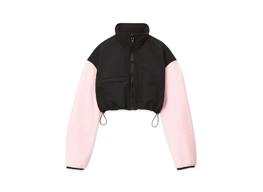 Alexander Wang Teddy Fleece Cropped Zip-Up Jacket "Light Pink"