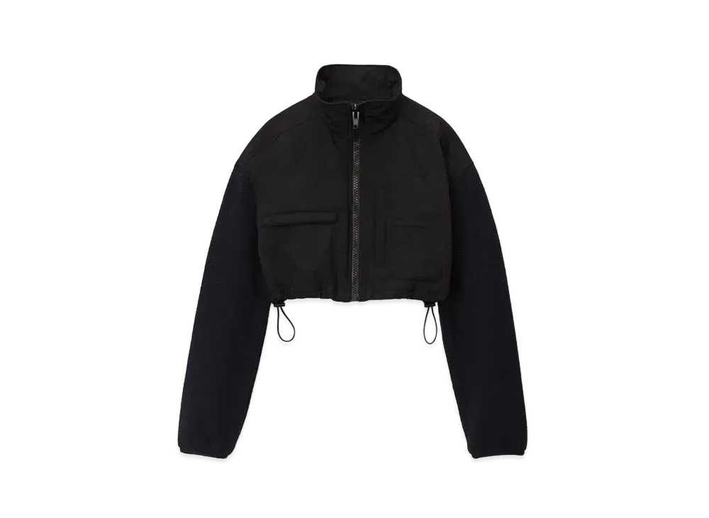 Alexander Wang Teddy Fleece Cropped Zip-Up Jacket "Black"