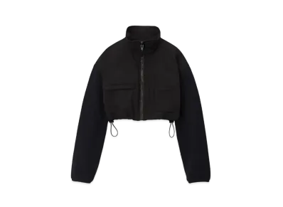 Alexander Wang Teddy Fleece Cropped Zip-Up Jacket "Black"