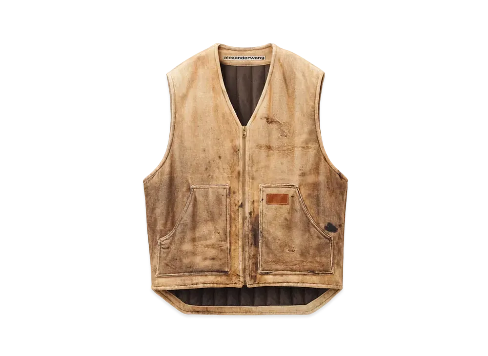 Alexander Wang Workwear Trompe Loeil Print Velor Oversized Vest "Tannin"