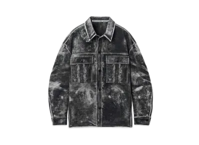 Alexander Wang Cotton Leather Trompe Loeil Shirt Jacket "Black/Steel Grey"
