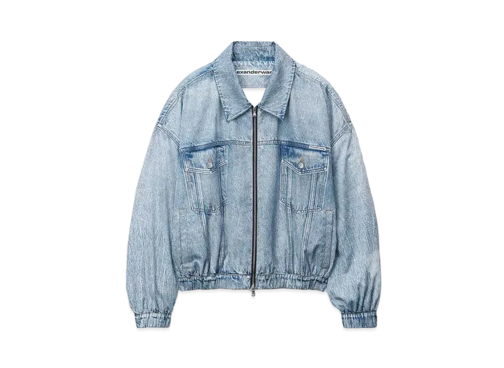 Alexander Wang Print Denim Track Jacket "Vintage Faded Indigo"