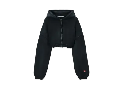 Alexander Wang Classic Terry Crop Zip-Up Parka "Black"