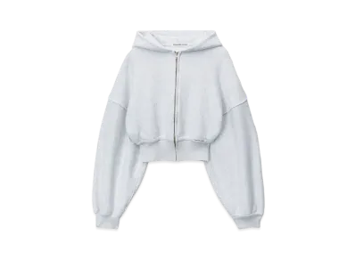 Alexander Wang Classic Terry Cropped Zip-Up Hoodie "Light Heather Gray"