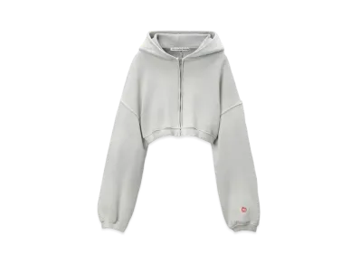 Alexander Wang Classic Terry Crop Zip-Up Parka "Washed Smoke White"