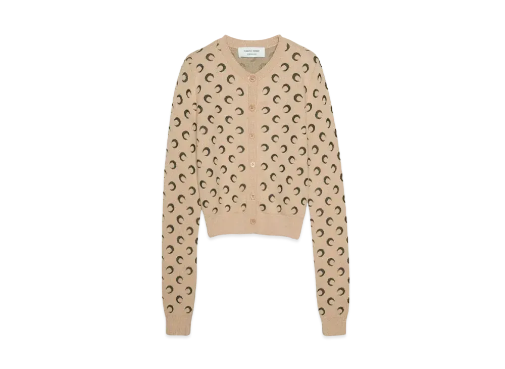 Marine serre MOON JACQUARD KNIT FITTED CARDIGAN "TAN"