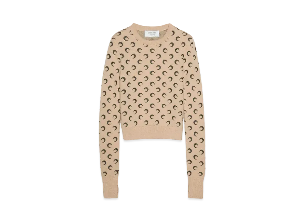 Marine serre MOON JACQUARD KNIT FITTED SWEATER "TAN"