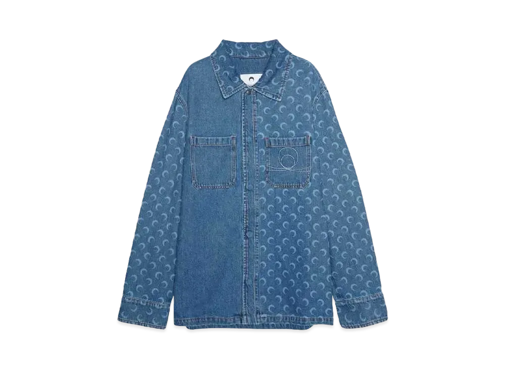 Marine serre MOON LASER DENIM OVERSHIRT "LIGHT BLUE"