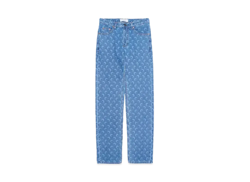 Marine serre MOON LASER DENIM LOOSE JEANS "LIGHT BLUE"