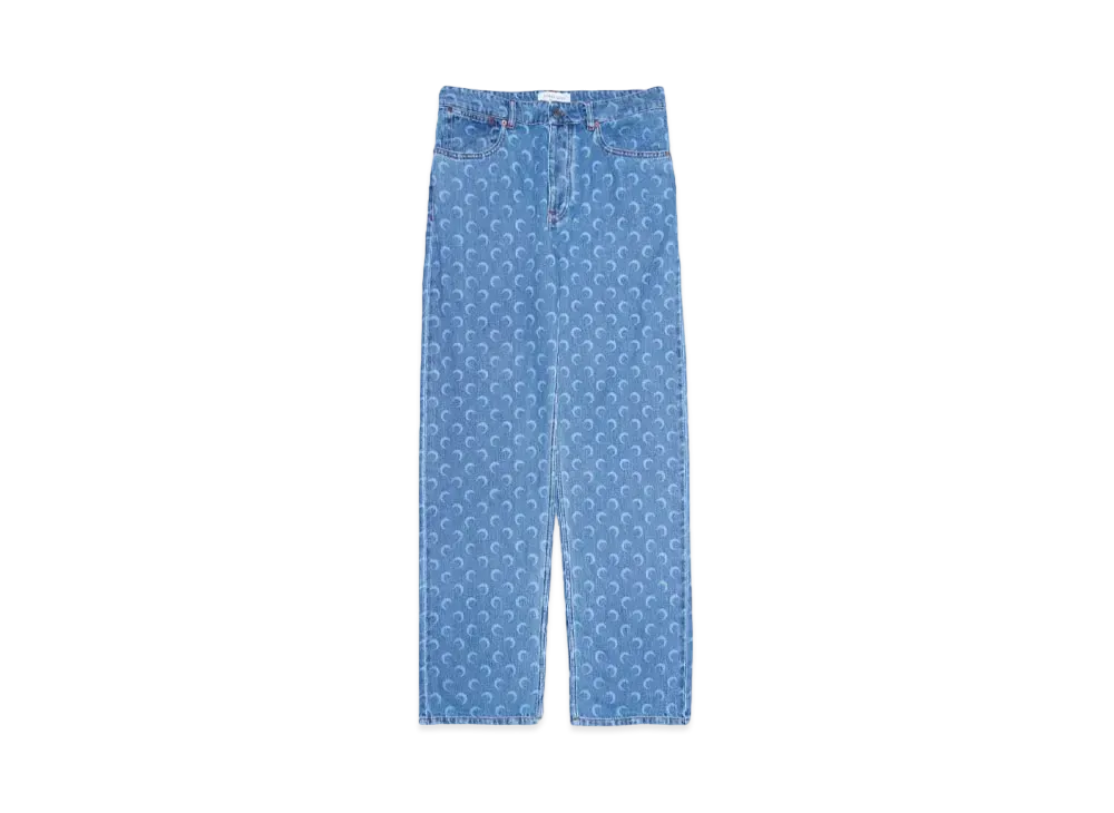 Marine serre MOON LASER DENIM STRAIGHT JEANS "LIGHT BLUE"