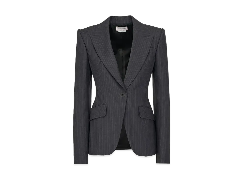 Alexander McQUEEN Pinstripe Single-Breasted Jacket "Gray"