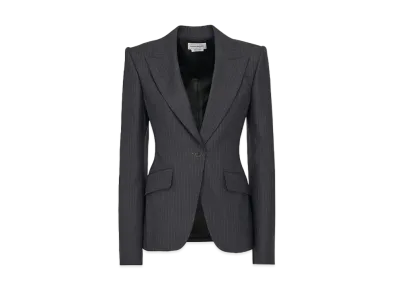 Alexander McQUEEN Pinstripe Single-Breasted Jacket "Gray"