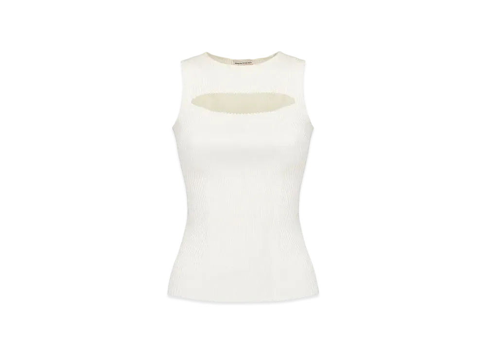 Alexander McQUEEN Slashed Knit Top "Ivory"
