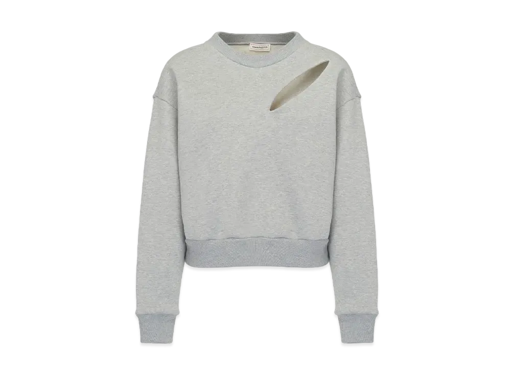 Alexander McQUEEN Slashed Sweatshirt "Grey Melange"
