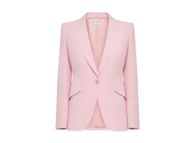 Alexander McQUEEN Peak Shoulder Leaf Crepe Jacket "Pale Pink"