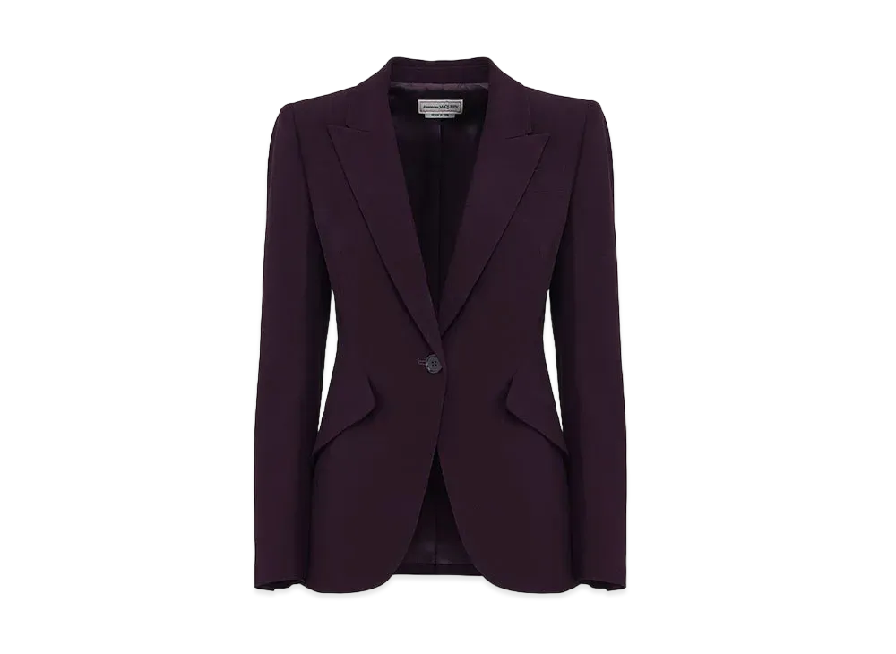 アレキサンダーマックイーン ピークショルダー リーフクレープジャケット 40 Alexander McQUEEN Peak Shoulder Leaf Crepe Jacket 