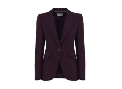 Alexander McQUEEN Peak Shoulder Leaf Crepe Jacket "Night Shade"