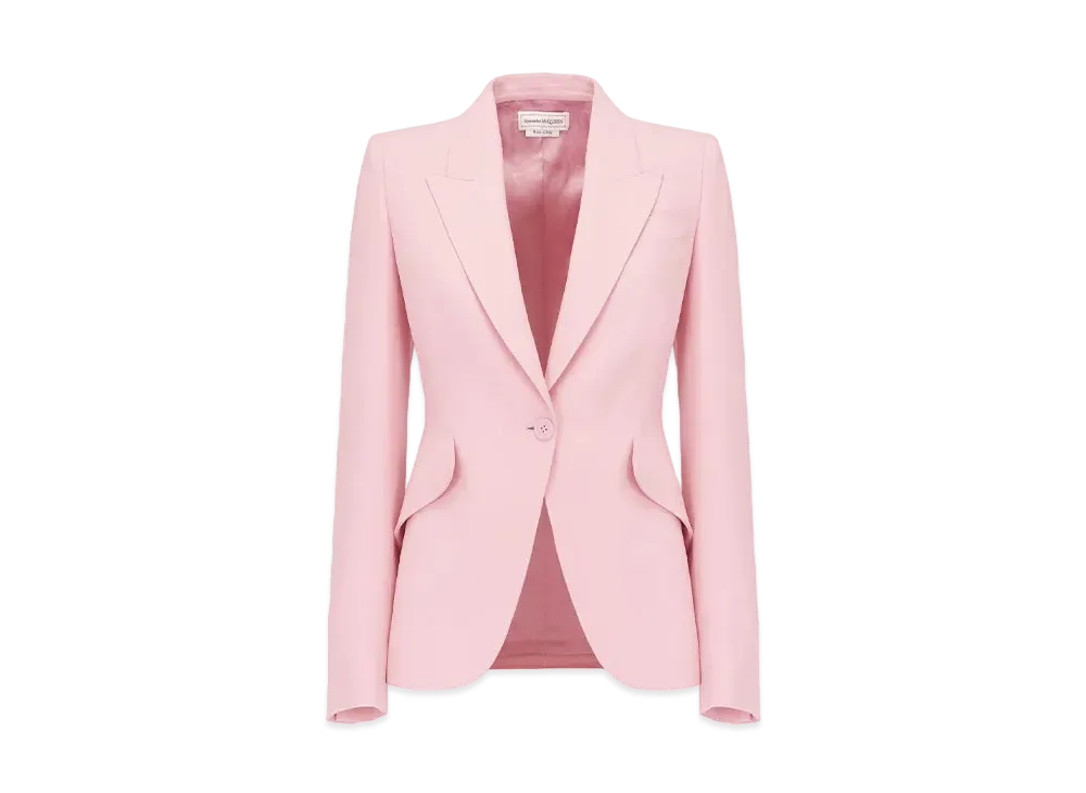 Alexander McQUEEN Peak Shoulder Leaf Crepe Jacket "Sakura Pink"
