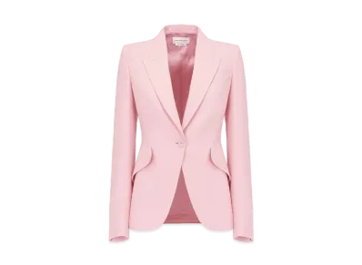 Alexander McQUEEN Peak Shoulder Leaf Crepe Jacket "Sakura Pink"