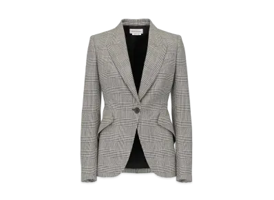 Alexander McQUEEN Prince of Wales Peaked Shoulder Jacket "Black/Ivory"