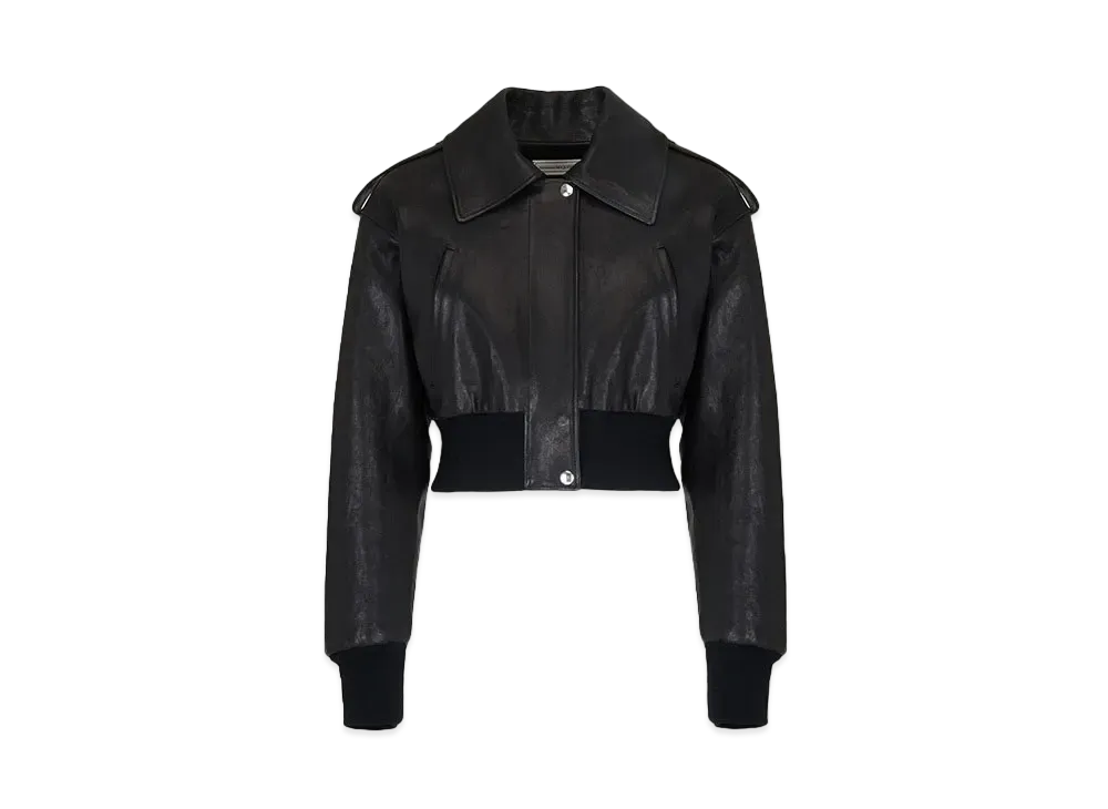 Alexander McQUEEN Cropped Aviator Bomber Jacket "Black"
