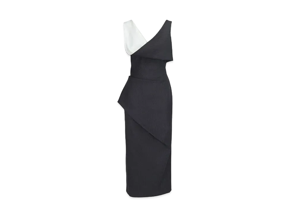 Alexander McQUEEN Asymmetric Pinstripe Pencil Dress "Gray"