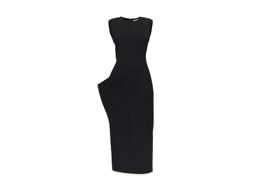 Alexander McQUEEN Draped Detail Pencil Dress "Black"