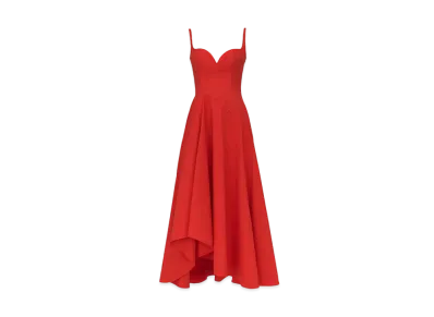 Alexander McQUEEN Sweetheart Neckline Midi Dress "Last Red"