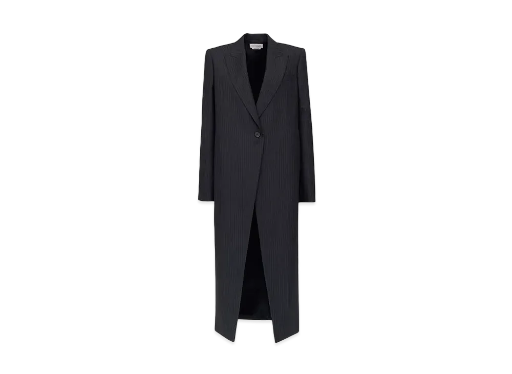 Alexander McQUEEN Pinstripe Cutaway Coat "Navy"