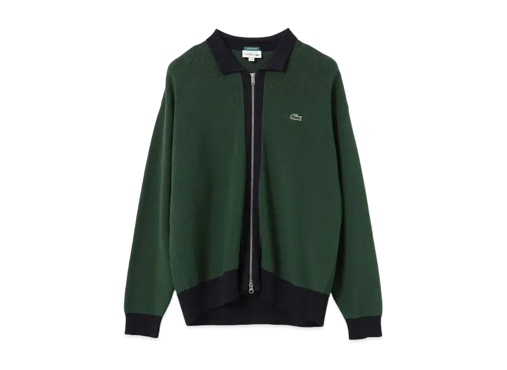 BEAMS LACOSTE for BEAM Custom Knit Zip Cardigan "Vert"
