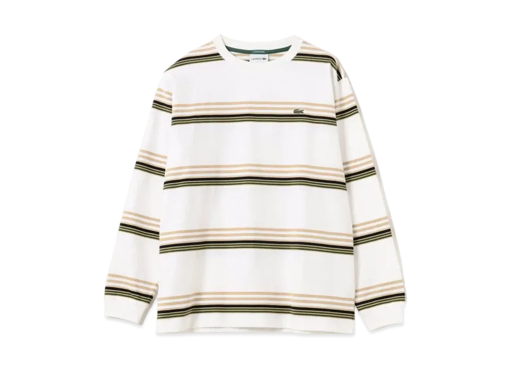 BEAMS LACOSTE for BEAM Custom Made Multi-Stripe Long Sleeve T-shirt "Blanc"