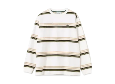 BEAMS LACOSTE for BEAM Custom Made Multi-Stripe Long Sleeve T-shirt "Blanc"