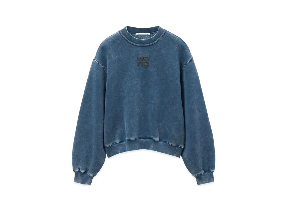 Alexander Wang Essential Logo Organic Cotton Terry Sweatshirt "Acid Black Ice"