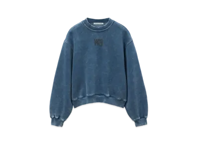 Alexander Wang Essential Logo Organic Cotton Terry Sweatshirt "Acid Black Ice"