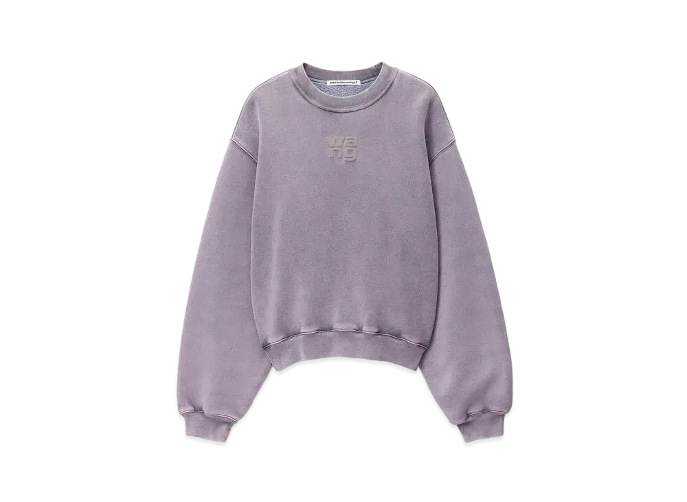 Alexander Wang Structured Terry Logo Crewneck Sweatshirt "Acid Pink Lavender"