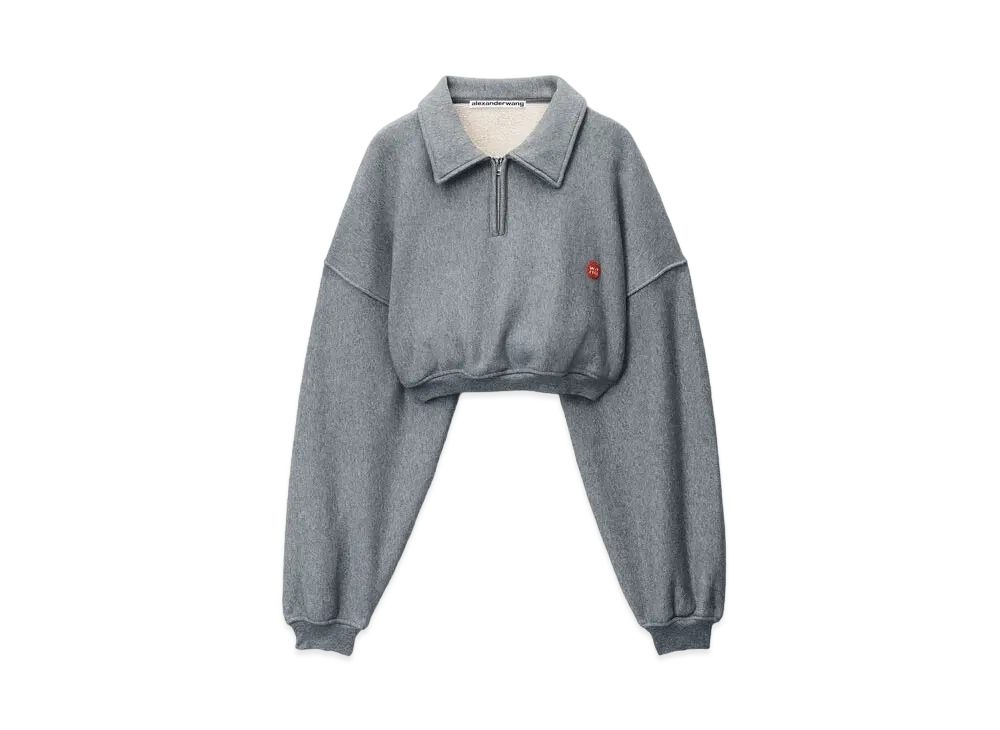 Alexander Wang Classic Terry Half-Zip Sweatshirt "Side Walk"