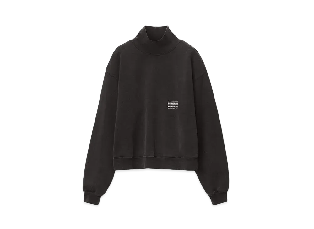 Alexander Wang Dense Fleece Highneck Pullover "Acid Black"