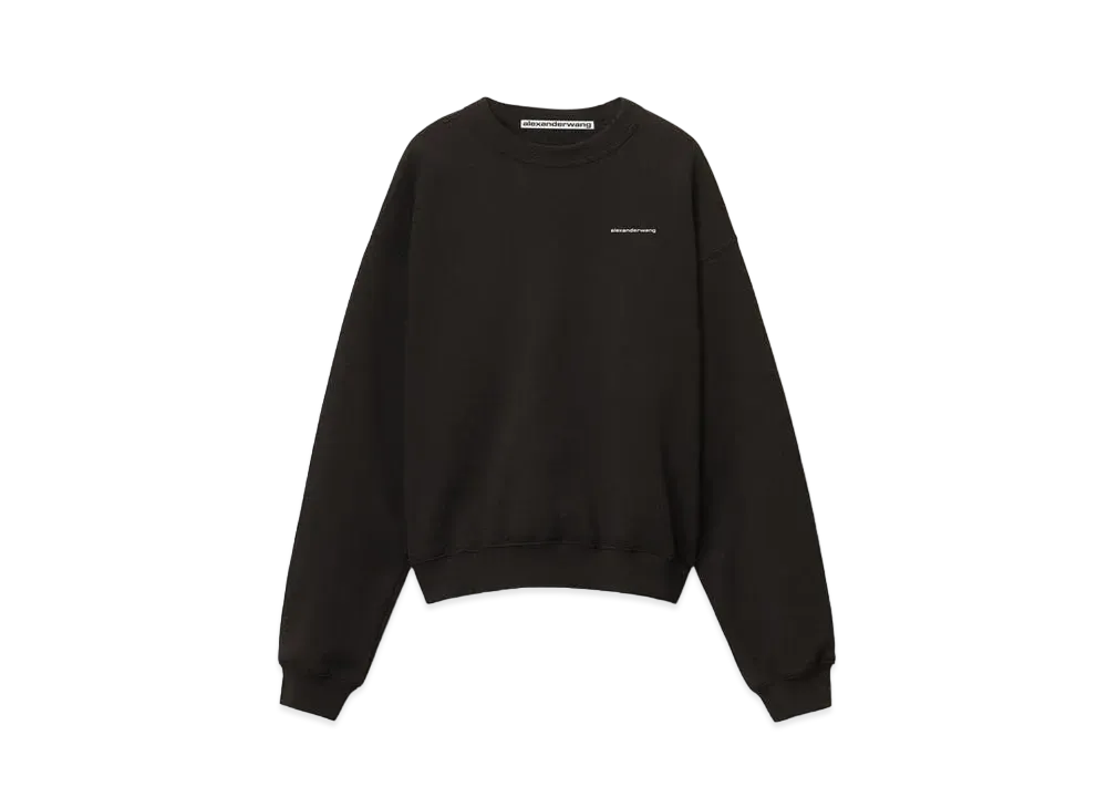 Alexander Wang Dense Fleece Crewneck Pullover "Black"