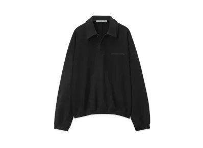 Alexander Wang Puffed Logo Oversized Polo Top In Cotton "Black"