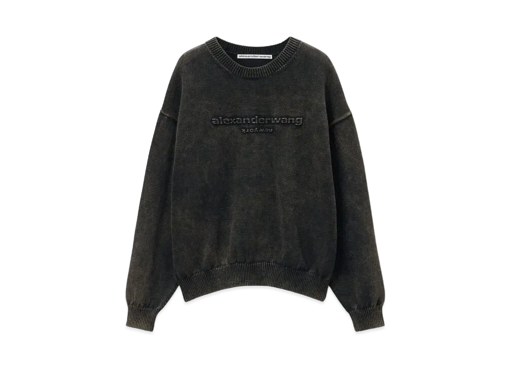Alexander Wang Organic Cotton Oversize Logo Sweatshirt "Storm Bleach Out"