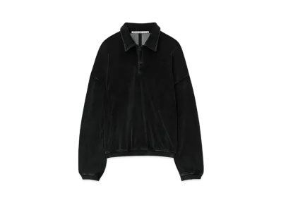 Alexander Wang Emboss Logo Velour Polo Shirt "Washed Pepper"