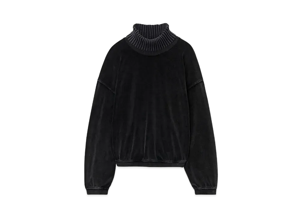 Alexander Wang Velour Rib Trim Turtleneck "Washed Pepper"