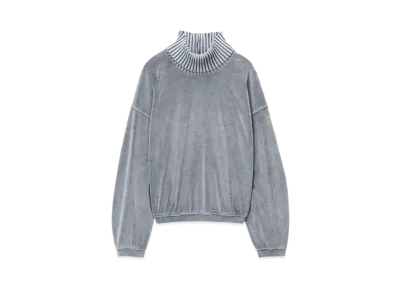 Alexander Wang Velour Rib Trim Turtleneck "Washed Charcoal"