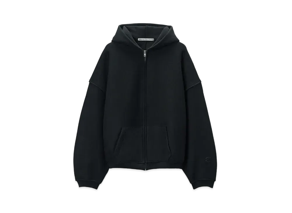 Alexander Wang Dense Fleece Star Zip-Up Hoodie "Black"