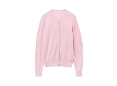 Alexander Wang Emboss Logo Superfine Merino Wool Cardigan "Pink Lace"