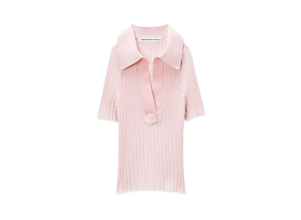 Alexander Wang Superfine Cotton Polo Pullover "Ballerina Pink"