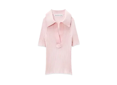 Alexander Wang Superfine Cotton Polo Pullover "Ballerina Pink"