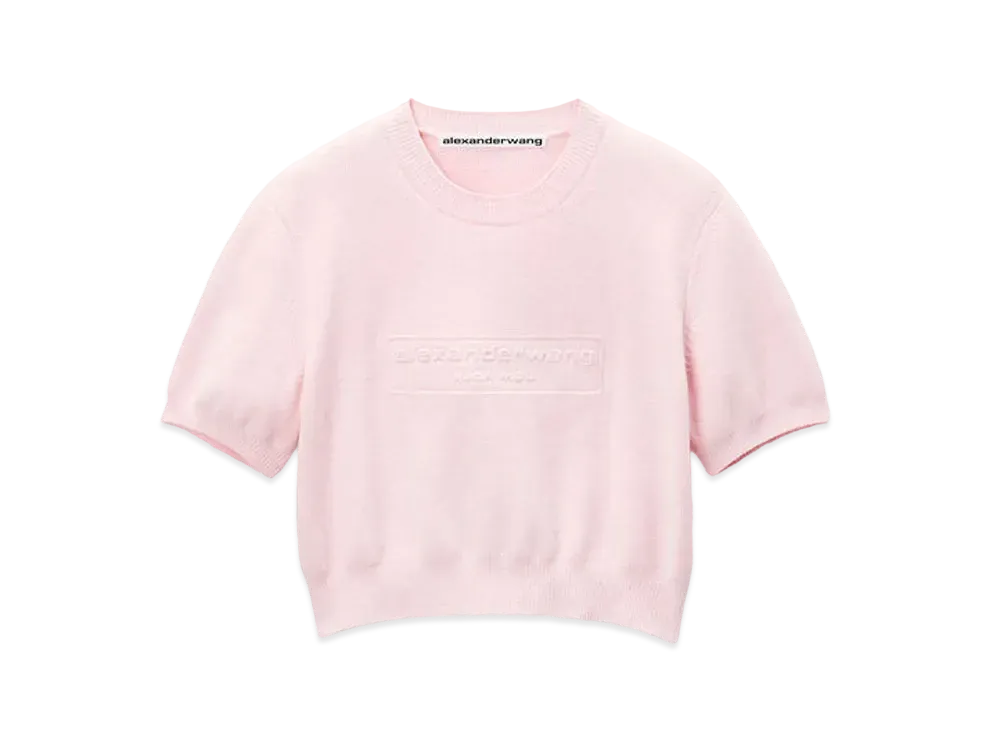 Alexander Wang Emboss Logo Rib Chenille Short Sleeve Pullover "Ballerina Pink"