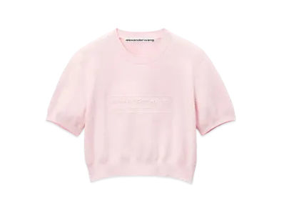 Alexander Wang Emboss Logo Rib Chenille Short Sleeve Pullover "Ballerina Pink"